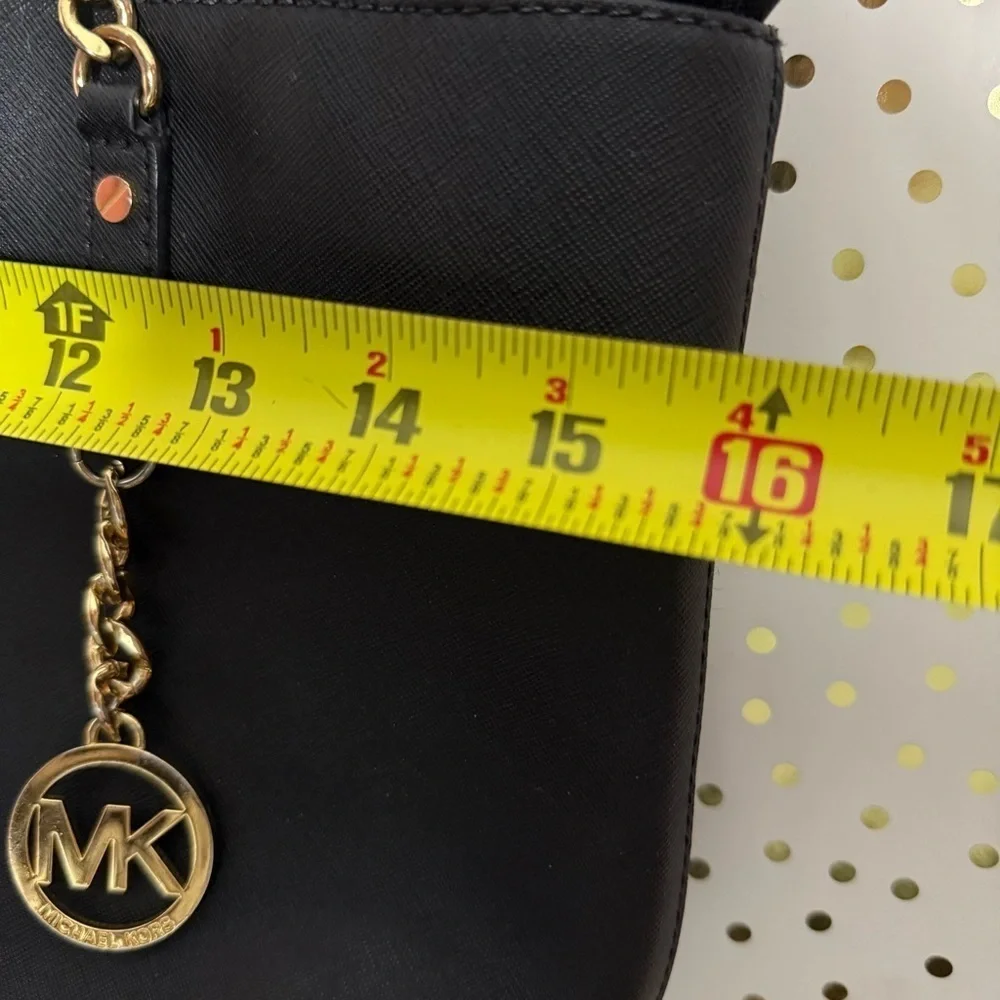 Michael Kors Black Leather Tote with Gold Accents